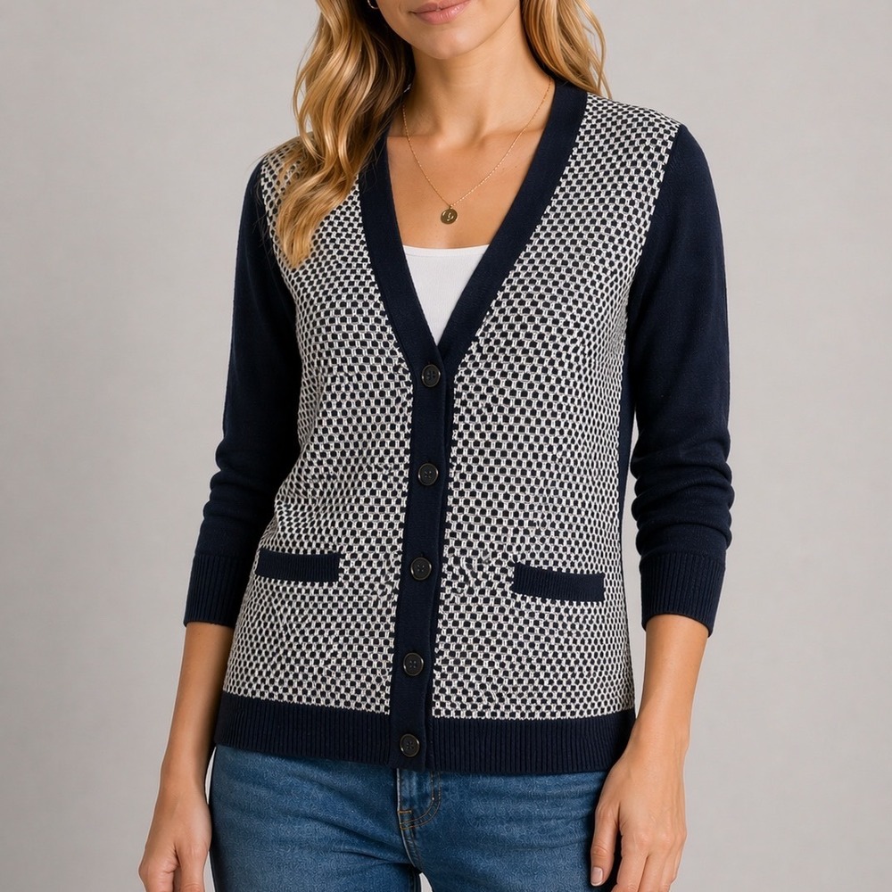Banana Republic Knit Casual Button Cardigan Classic Transitional Women M Navy
